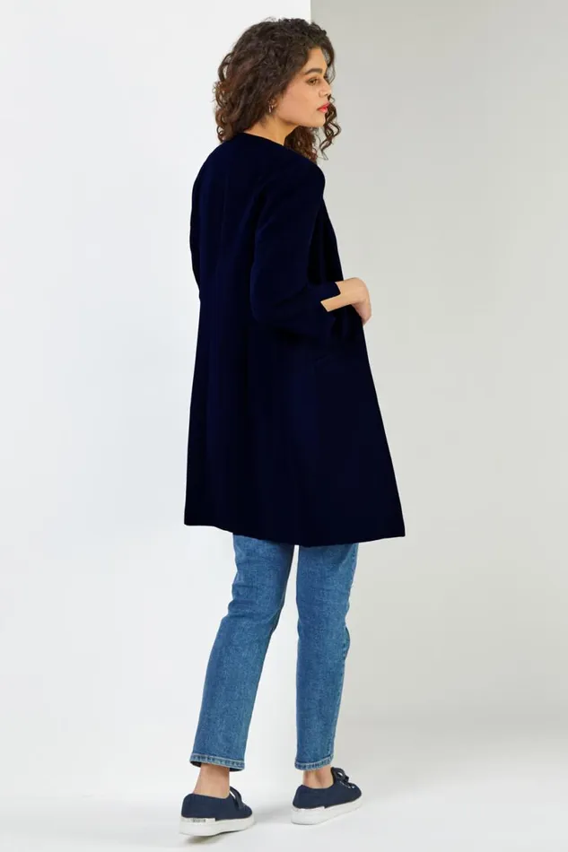 34 Sleeve Textured Longline Jacket Women Roman Occasionwear