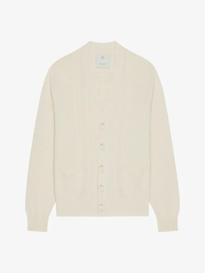 4g CableKnit Cardigan Ivory Men Givenchy Sweaters