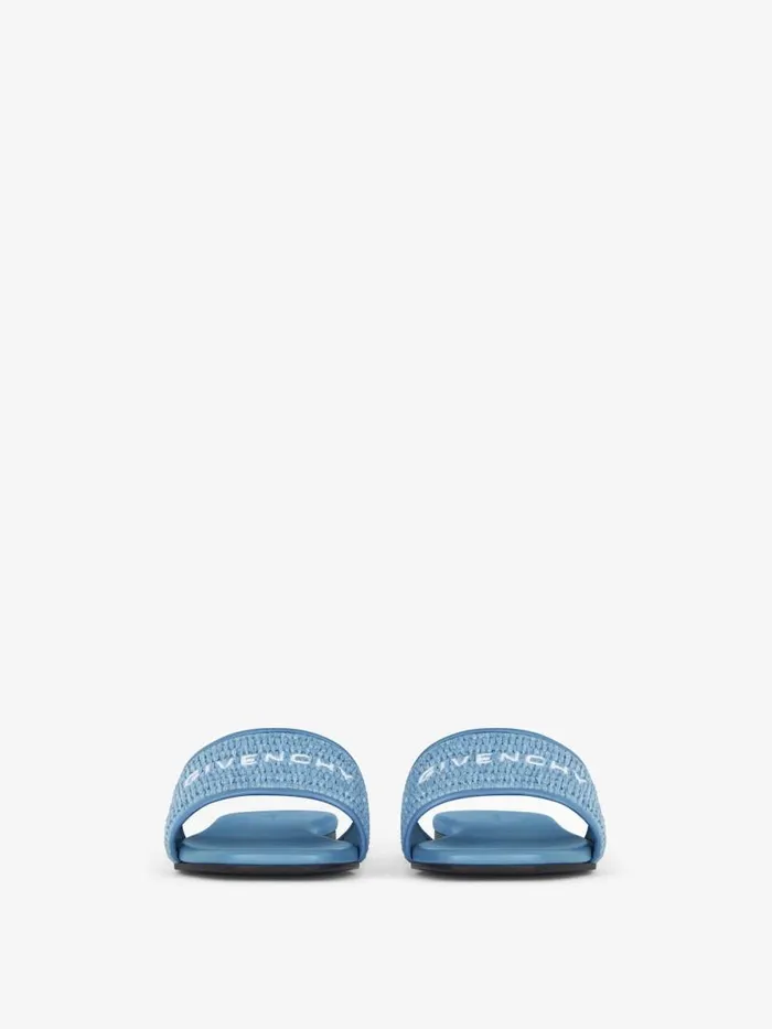4g Flat Mules In Raffia Denim Blue Women Givenchy Slides and Sandals