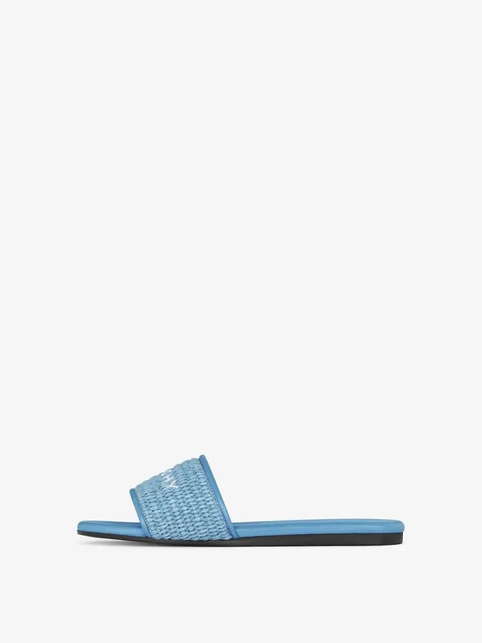 4g Flat Mules In Raffia Denim Blue Women Givenchy Slides and Sandals