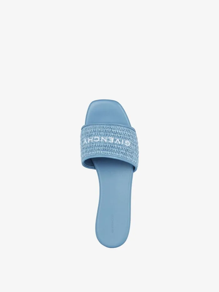 4g Flat Mules In Raffia Denim Blue Women Givenchy Slides and Sandals