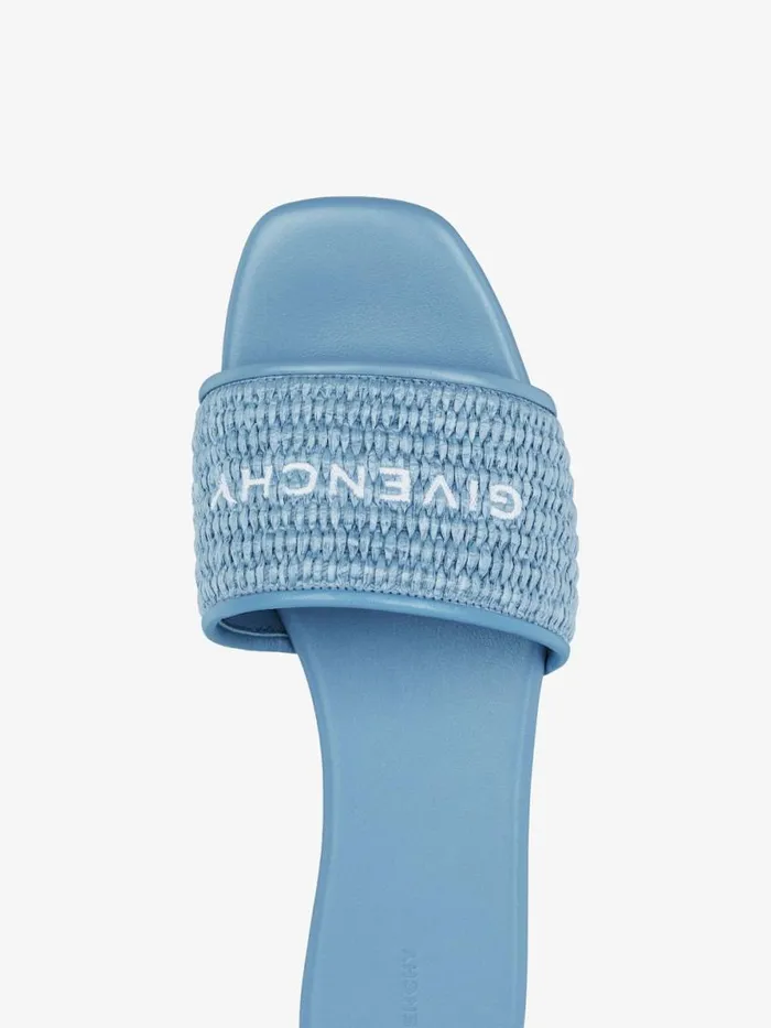 4g Flat Mules In Raffia Denim Blue Women Givenchy Slides and Sandals
