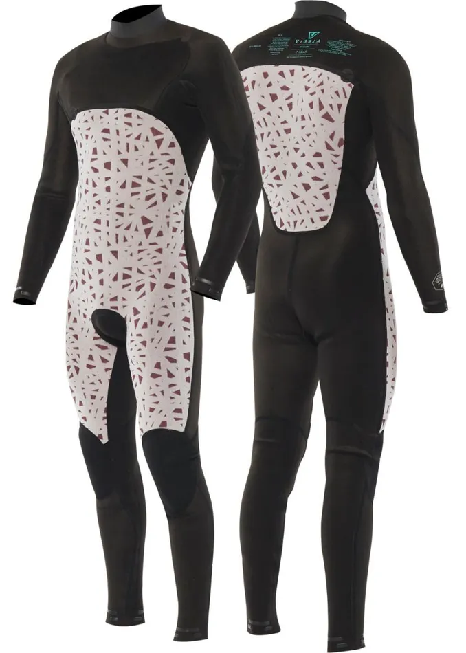 7 Seas 32 Full Chest Zip Wetsuit Wine Men Vissla Wetsuits
