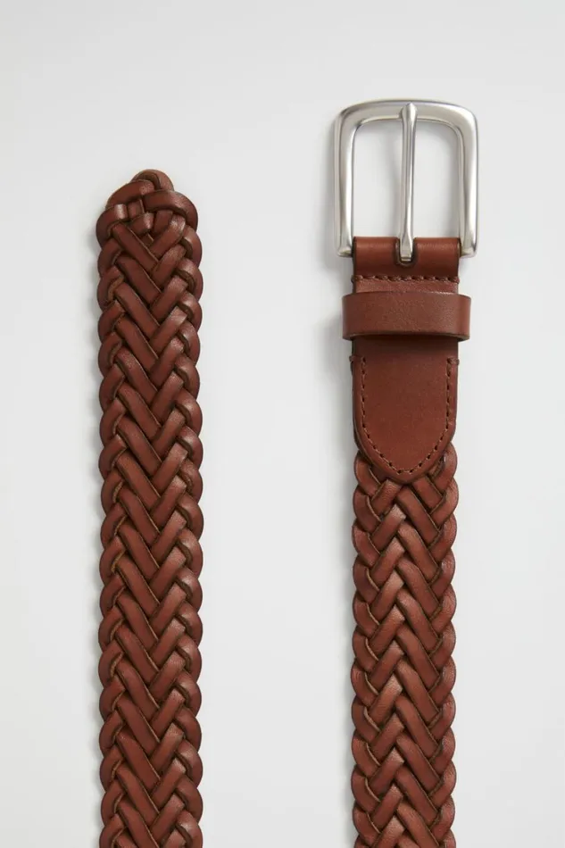 Accessories Man Seed Heritage Braided Leather Belt Tan
