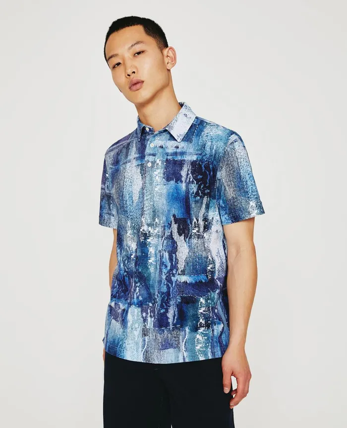 AG Jeans Bryce Polo Washed Denim multi Color Men Polos