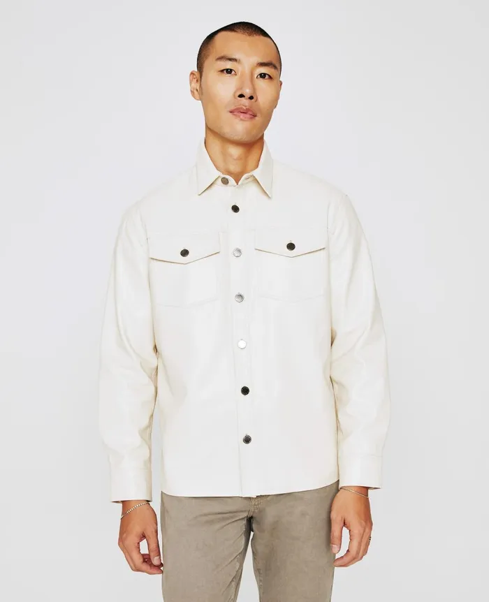 AG Jeans Elias Shirt Jacket Ivory Dust Men Shirts