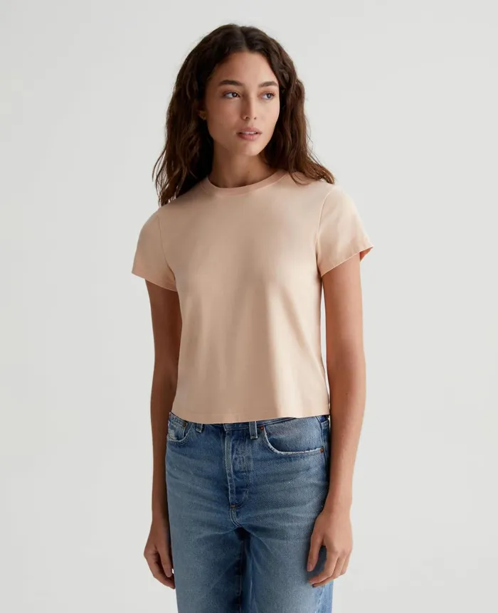 AG Jeans Sadie Crew Mellow Peach Women Tees and Tanks