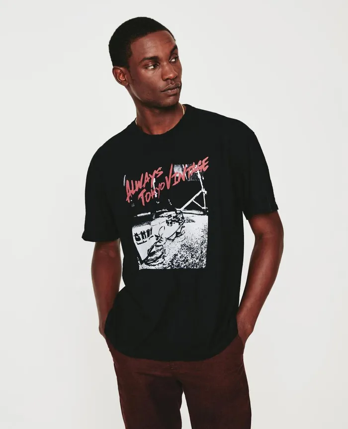 AG Jeans Wesley Crew Live Band 5 Years True Black Men Tees