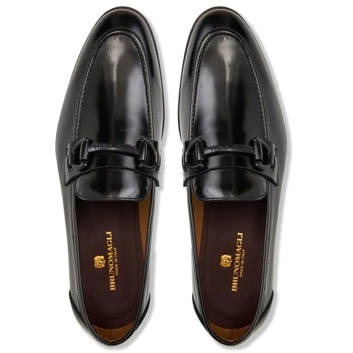 Alessio Slip On Black Bit Loafer Black Leather Men Bruno Magli Dress Shoes
