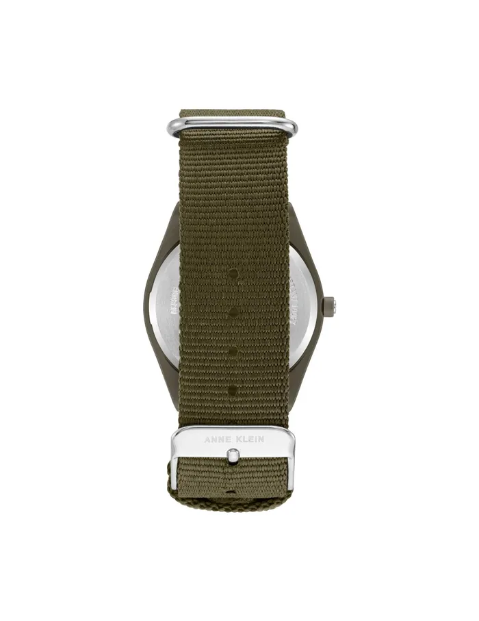 Anne Klein Consider It Solar Recycled Ocean Plastic Woven Strap Watch Silvertone Women Watches 038 Jewelry