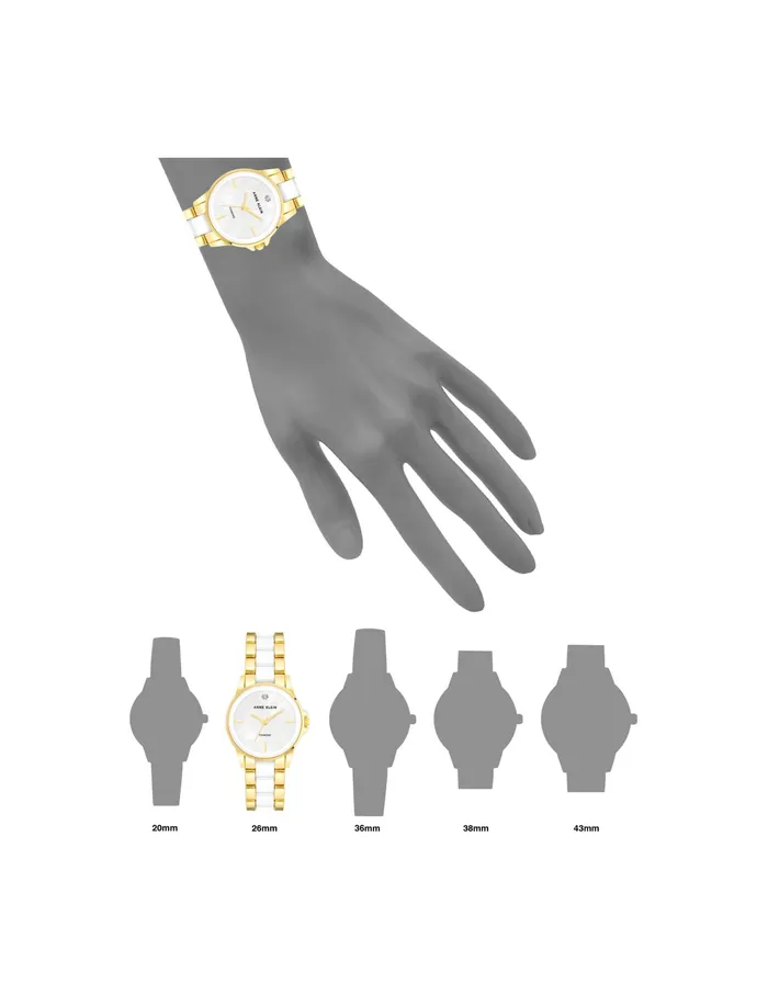 Anne Klein Diamond Accented Ceramic Bracelet Watch White Women Watches 038 Jewelry