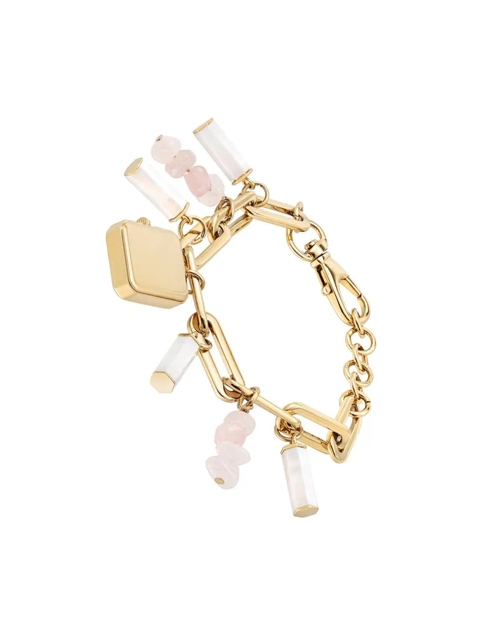 Anne Klein Gemstone Charm Bracelet Watch Rose Quartz Women Watches 038 Jewelry