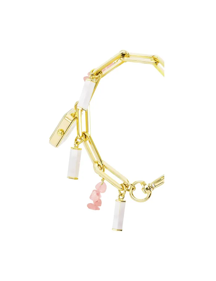 Anne Klein Gemstone Charm Bracelet Watch Rose Quartz Women Watches 038 Jewelry