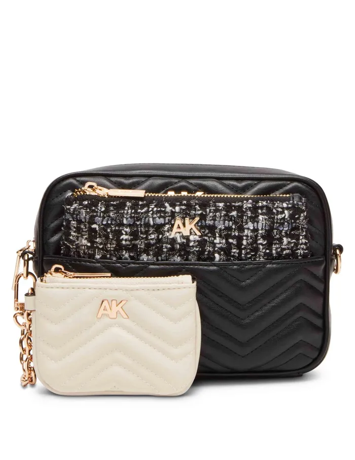 Anne Klein Mixed Media Camera Crossbody With 2 Detachable Pouches Black Women Handbags Anne Klein Mixed Media Camera Crossbody With 2 Detachable Pouches Black Women Handbags