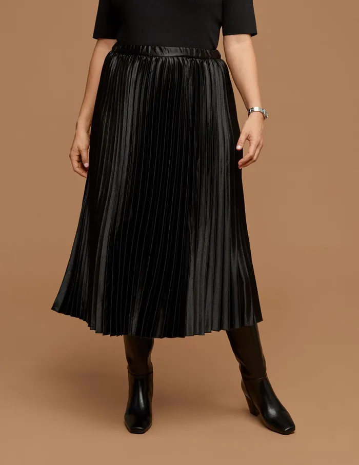 Anne Klein Plus Size Pull On Pleated Skirt Anne Black Women Clothing