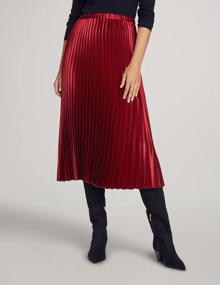 Anne Klein Pull On Pleated Skirt Titian Red Women Clothing