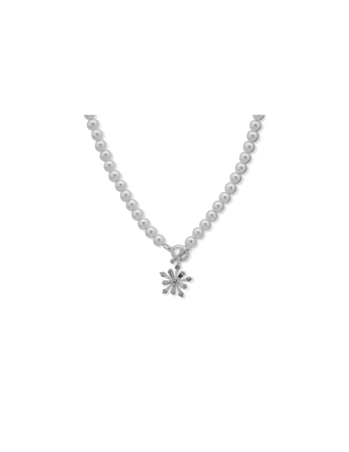 Anne Klein Snowflake Pendant Necklace Silver Tone Women Watches 038 Jewelry