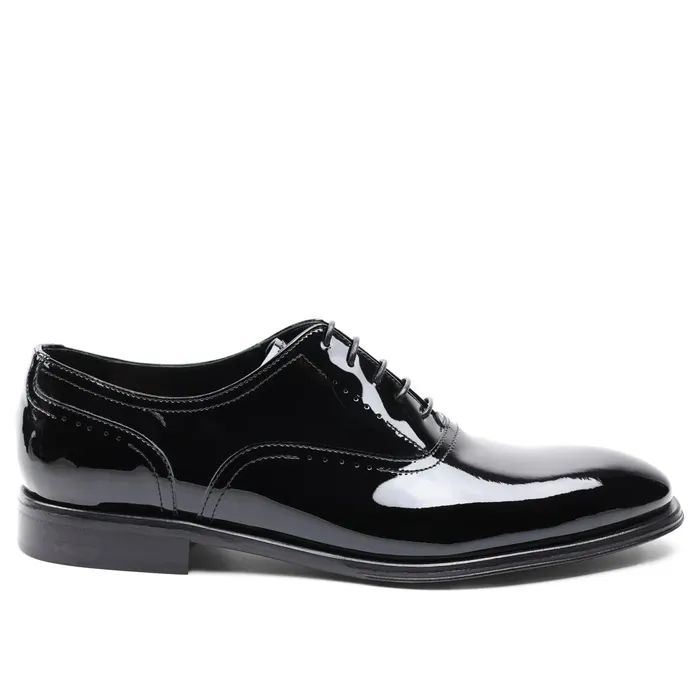 Arno Sera PlainToe Balmoral Oxford 8211 Black Patent Men Bruno Magli Dress Shoes