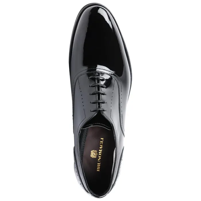 Arno Sera PlainToe Balmoral Oxford 8211 Black Patent Men Bruno Magli Dress Shoes
