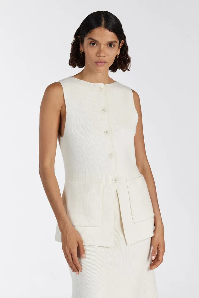 AVA CREAM LONGINE KNIT VEST Women DISSH Vests
