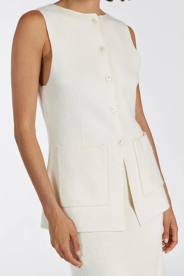 AVA CREAM LONGINE KNIT VEST Women DISSH Vests