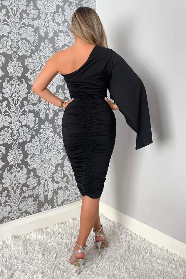 AX Paris Black Drape Sleeve Bodycon Midi Dress Dresses