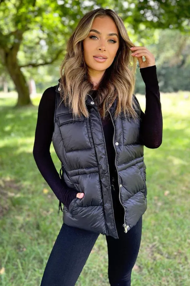 AX Paris Black Short Padded Gilet Coats and Jackets