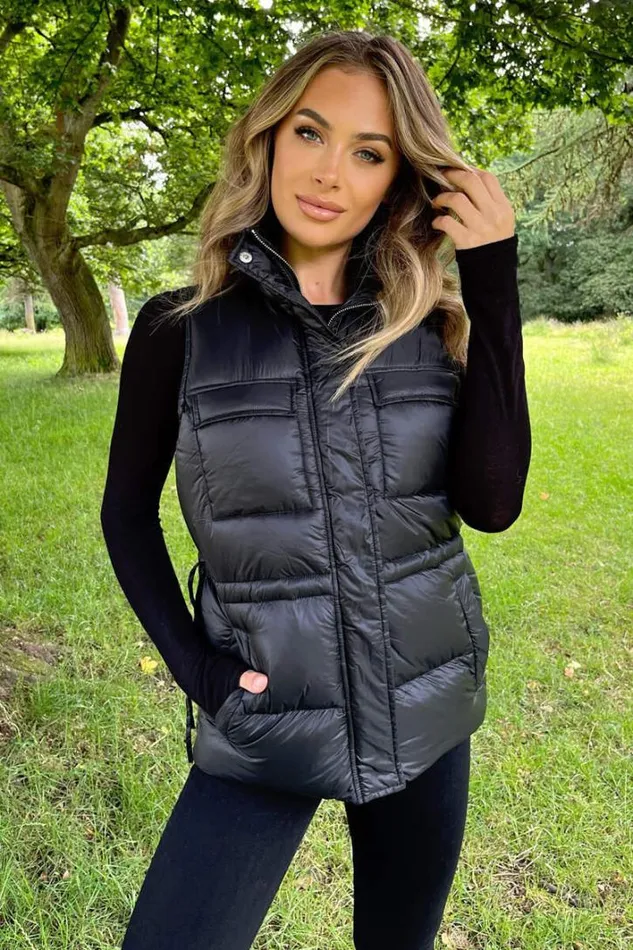 AX Paris Black Short Padded Gilet Coats and Jackets