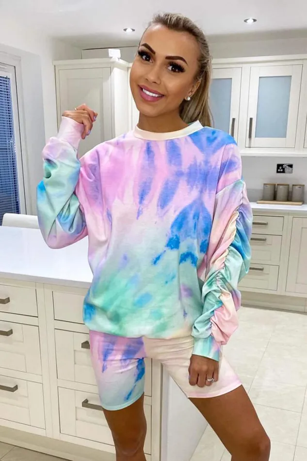 AX Paris Rainbow Tie Dye Cycle Shorts Loungewear