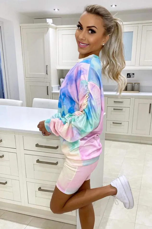 AX Paris Rainbow Tie Dye Cycle Shorts Loungewear