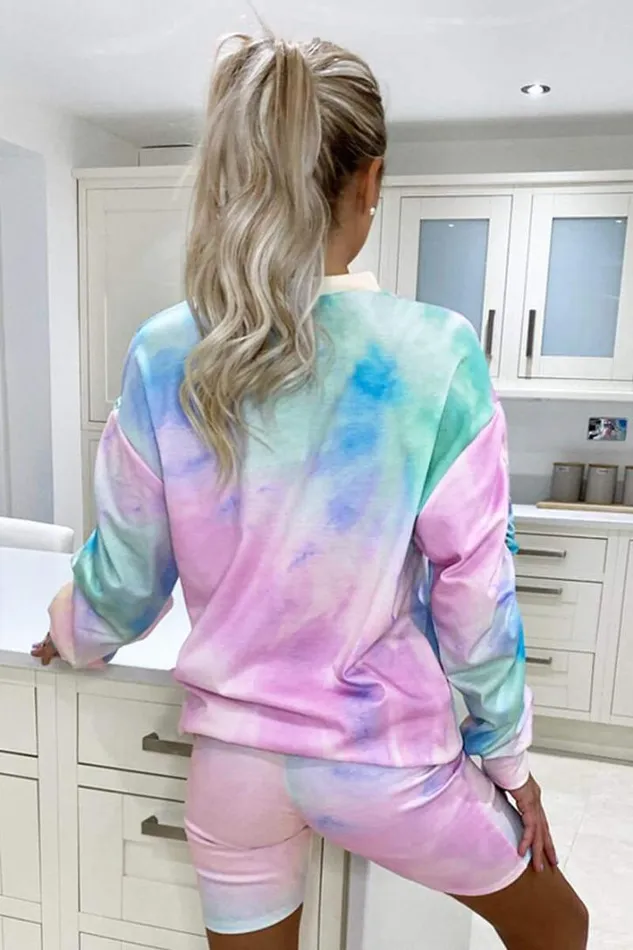 AX Paris Rainbow Tie Dye Cycle Shorts Loungewear