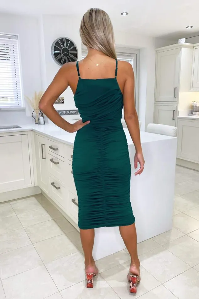 AX Paris Teal Ruched Pleated Top Midi Dress Midi Dresses