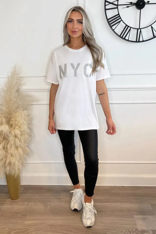 AX Paris White NYC Slogan TShirt Tops