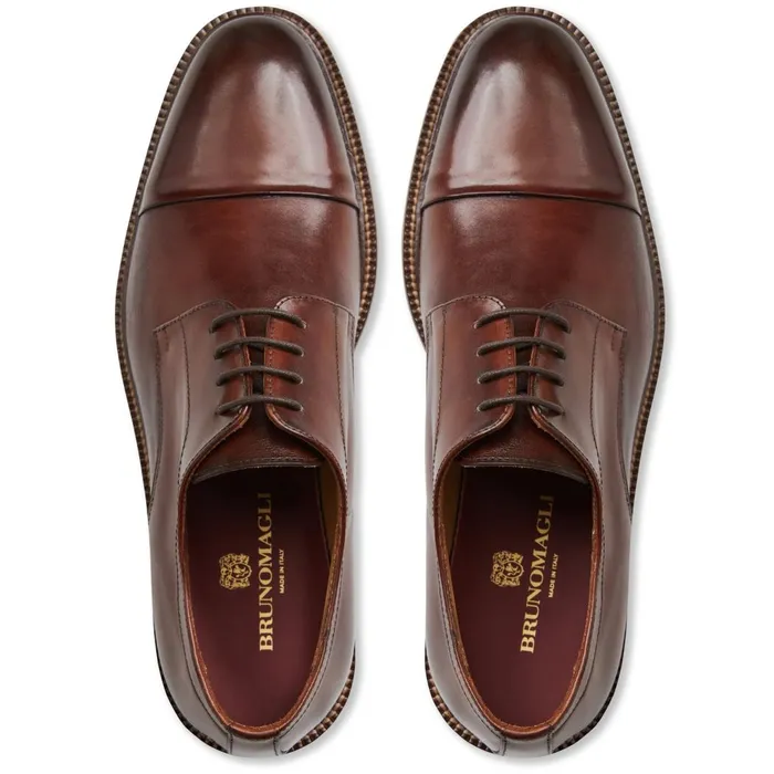 Aydin Cap Toe Leather DerbyCognac Men Bruno Magli Dress Shoes