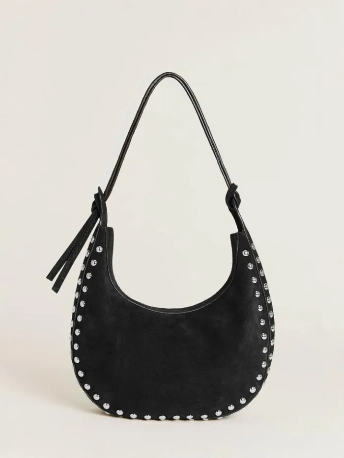 Bags The Reformation Medium Rosetta Shoulder Bag Black Suede With Studs