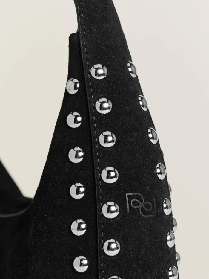 Bags The Reformation Medium Rosetta Shoulder Bag Black Suede With Studs