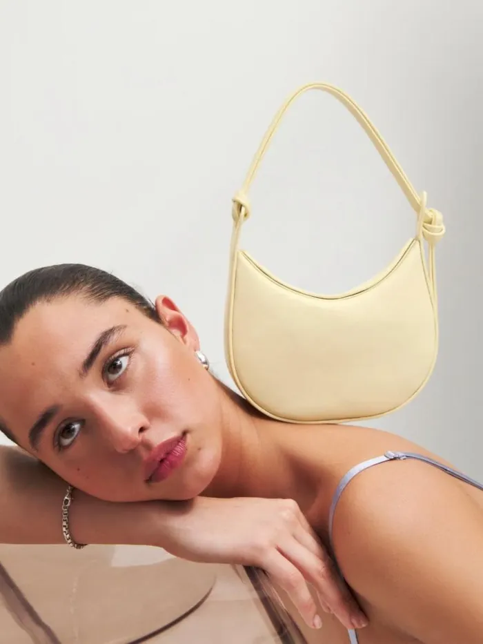 Bags The Reformation Mini Rosetta Shoulder Bag Parmesan