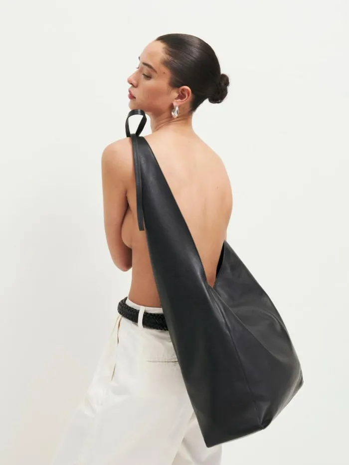 Bags The Reformation Oversized Vittoria Tote Black Leather