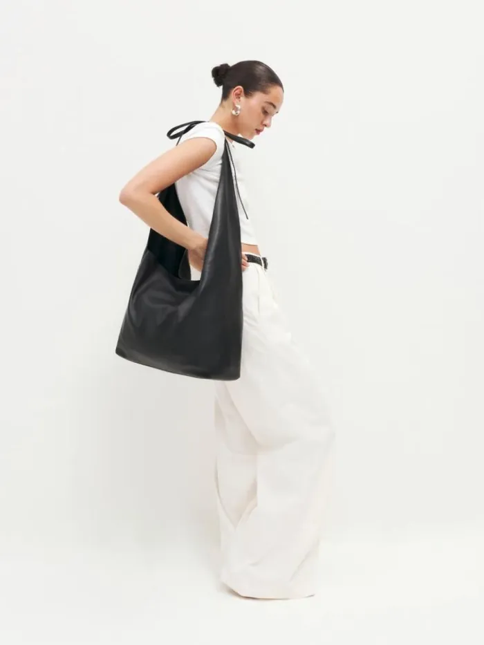 Bags The Reformation Oversized Vittoria Tote Black Leather