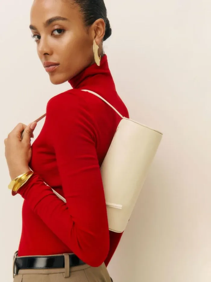 Bags The Reformation Simona Cylinder Bag Cream Puff Leather