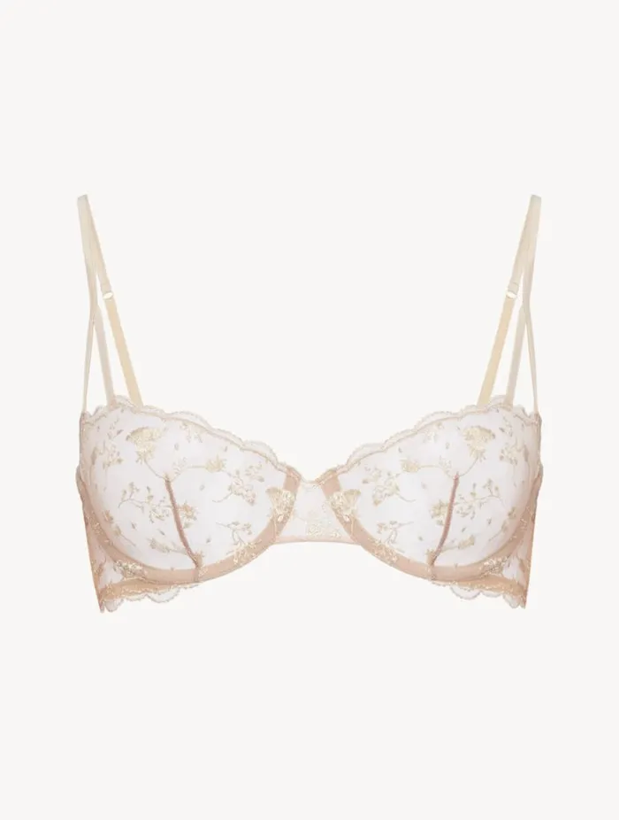 Balconette Bra In Halo And Ivory Nude With Embroidered Tulle Lingerie La Perla Balconette