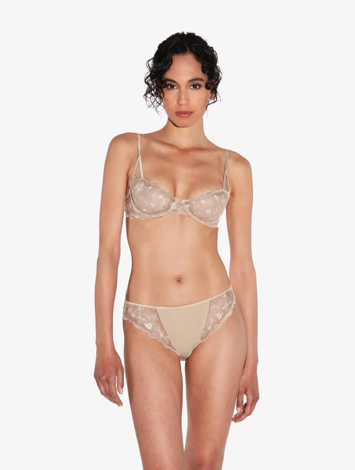 Balconette Bra In Halo And Ivory Nude With Embroidered Tulle Lingerie La Perla Balconette