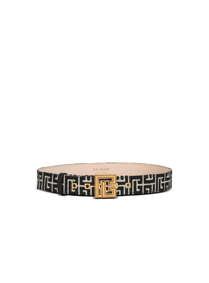 Balmain Belts Women PB Belt In Monogrammed Jacquard Black