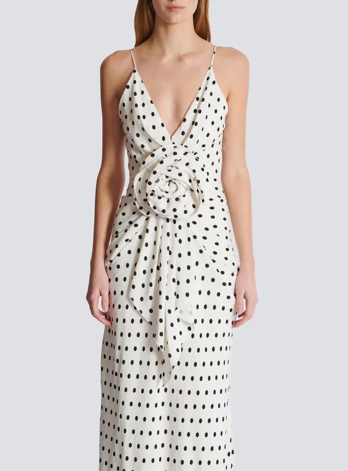 Balmain Dresses Women Polka Dots Printed Maxi Dress White