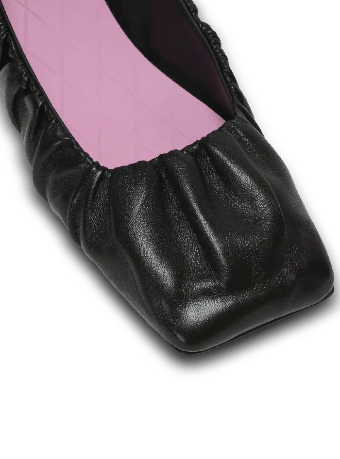 Balmain Flat Shoes Women Eden Ballet Flats In Gathered Lambskin Black