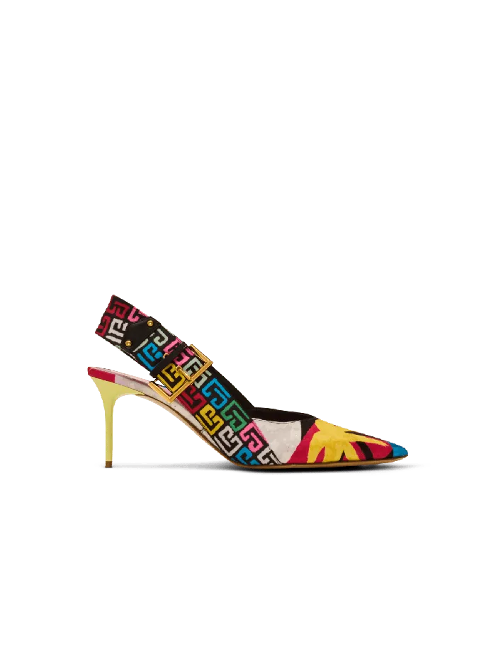 Balmain High Heels and Pumps Women Heeled Ruby Slingbacks In Printed Satin Multicolor Balmain High Heels and Pumps Women Heeled Ruby Slingbacks In Printed Satin Multicolor