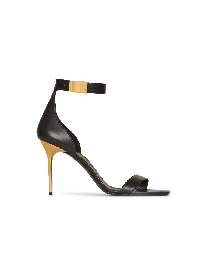 Balmain High Heels and Pumps Women Leather Uma Sandals Black