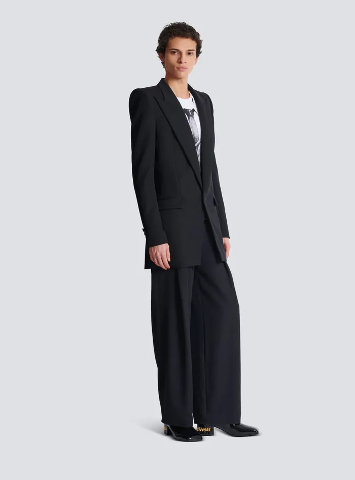 Balmain Jackets And Blazers Men Grain De Poudre 1button Jacket With Shoulder Pads Black