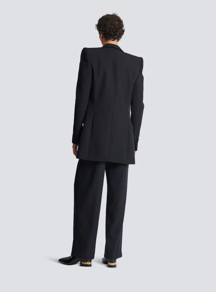Balmain Jackets And Blazers Men Grain De Poudre 1button Jacket With Shoulder Pads Black