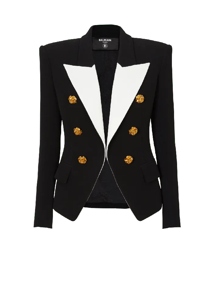Balmain Jackets And Blazers Women Slimfit Jacket With Roses Buttons Black